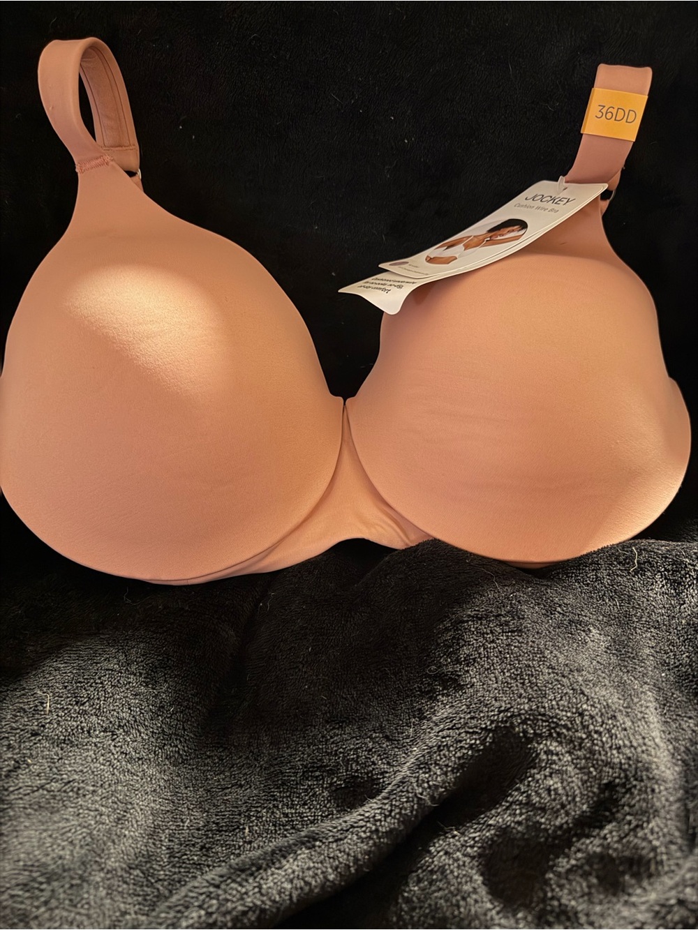 Jockey Peach/Rose Cushion Wire Bra- Microfiber Full Coverage Underwire 36DD, NWT